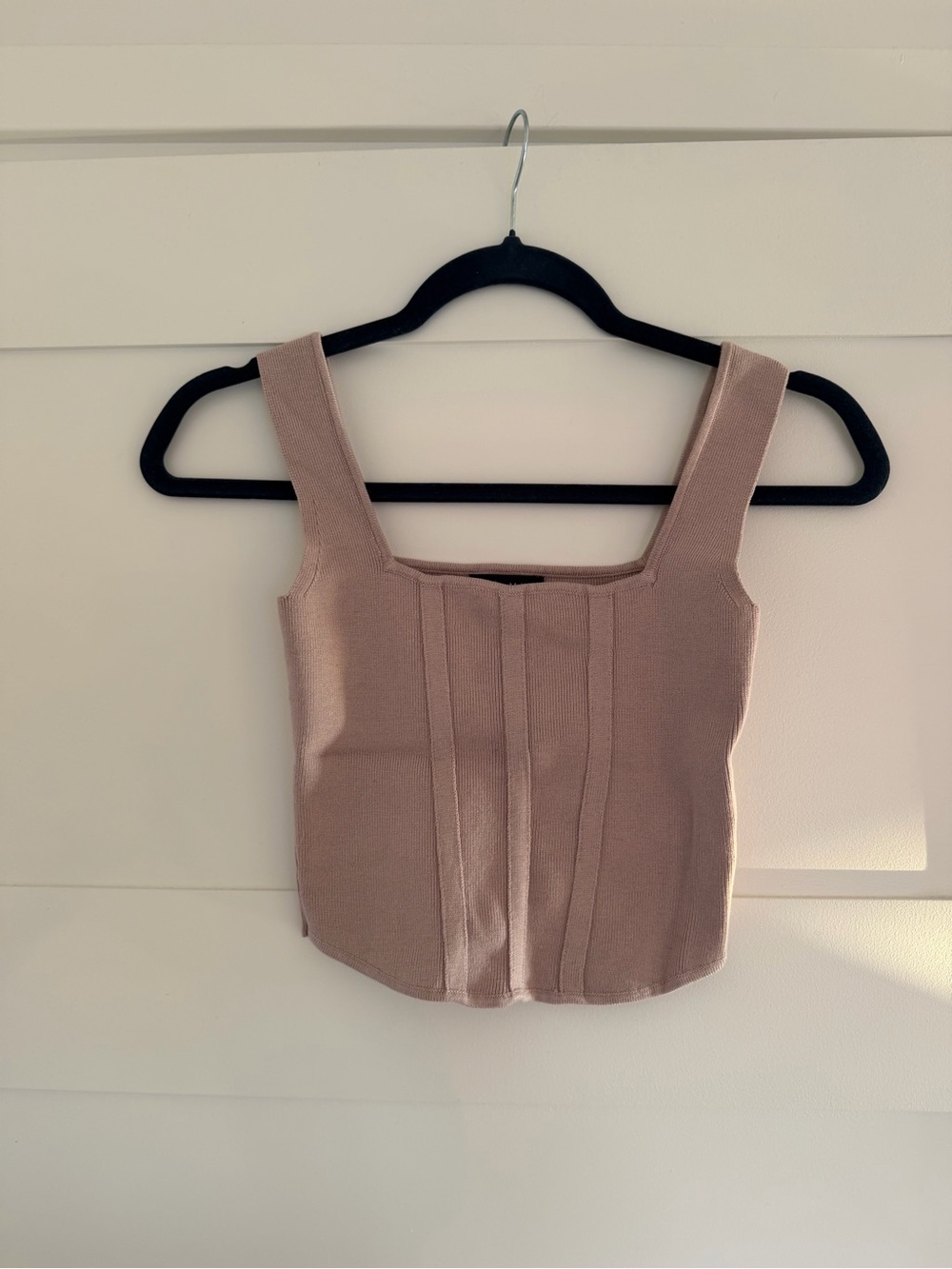 Square Neck Ribbed Crop Top in Lavender